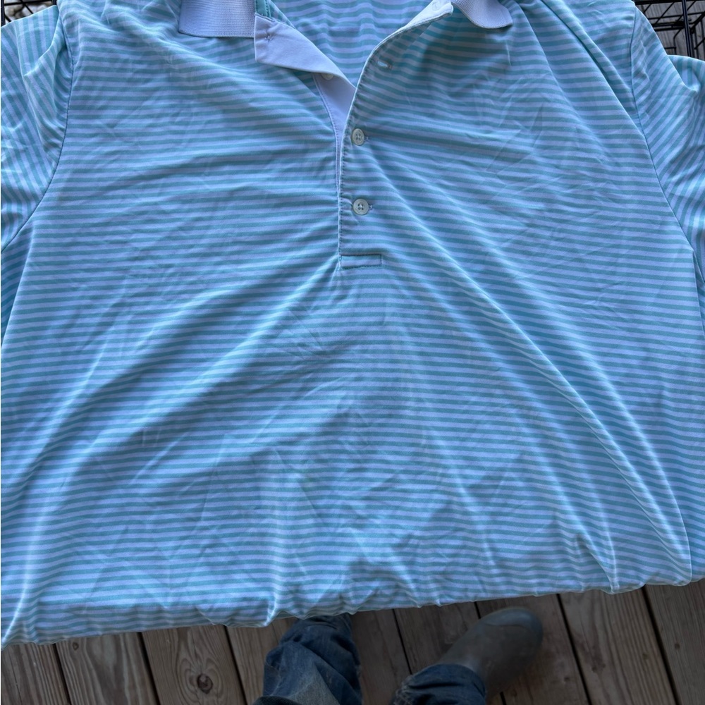 RLX Ralph Lauren Light Blue Striped Polo Shirt